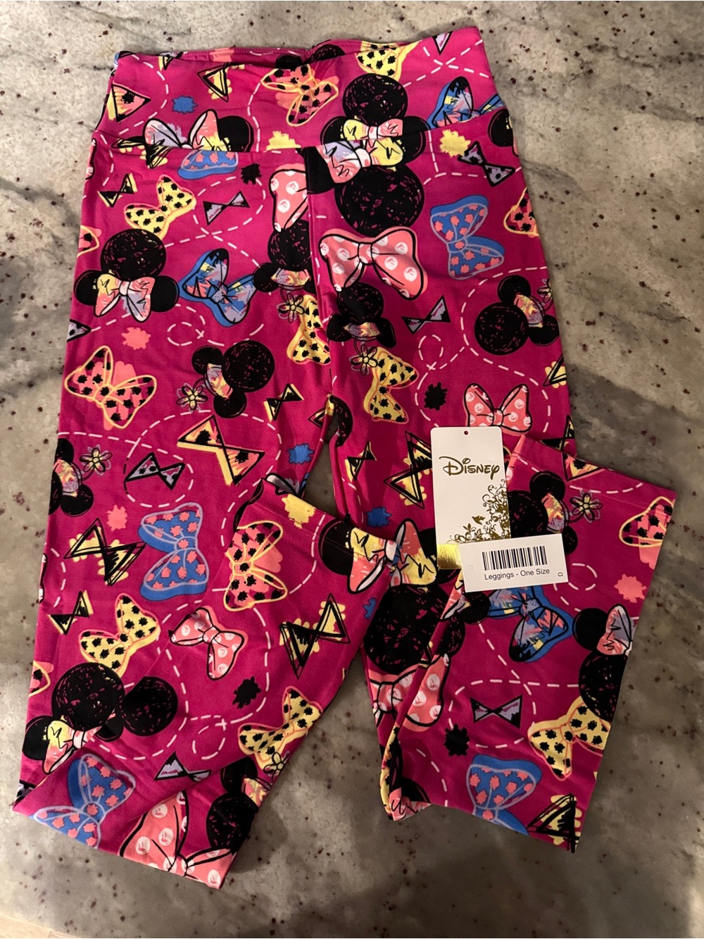 Lularoe Disney Pink Minnie Mouse Bow Leggings NEW OS Limited design